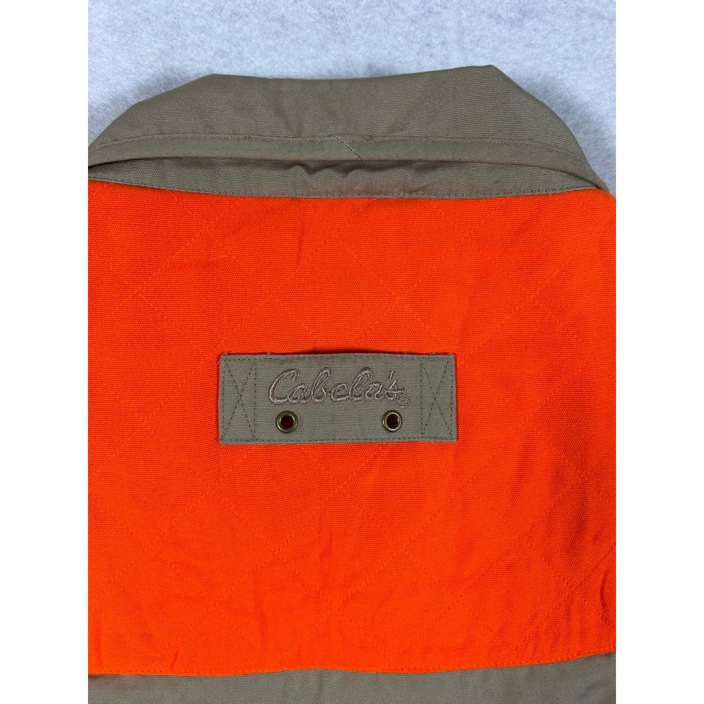 Cabela's Blaze Orange Upland Hunting Jacket Mens L Tan Quilted Gorpcore Outdoor - Picture 8 of 10